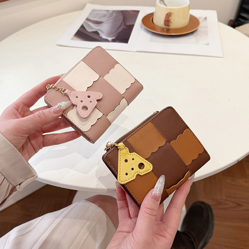 Cross-border Exclusive Designer Bag Women's Short Color-blocking Multi-slot Wallet Retro Fashion Luxury Bag Multi-slot Card Holder Document Bag