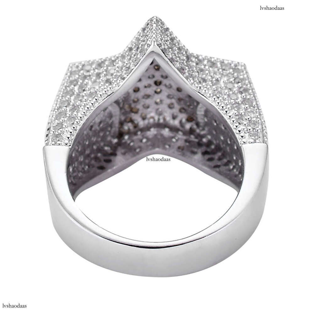Five-Pointed Real Gold Plated Micro Paved Zircon Hip-Hop Men's Star Ring