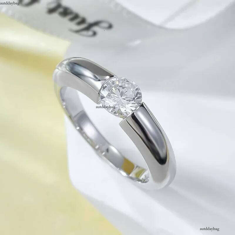 Choucong Brand Rings Simple Fine Jewelry Genuine 100% Sterling Sier Soiltaire Round White Moissanite Dia Gold Women Wedding Ring Gift