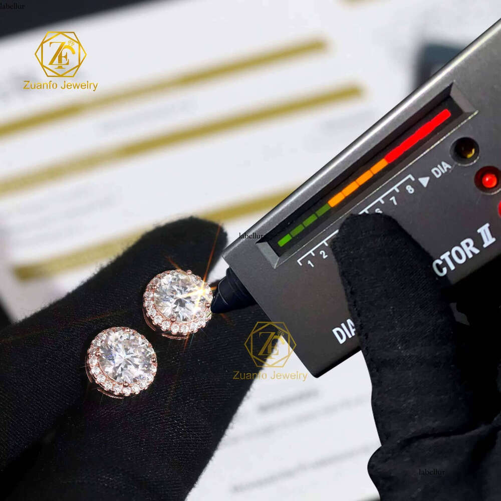 Wholesale Factory Price 5mm 6.5mm 8mm D VVS1 Moissanite Halo Round Earrings Sterling Sier for Men and Women