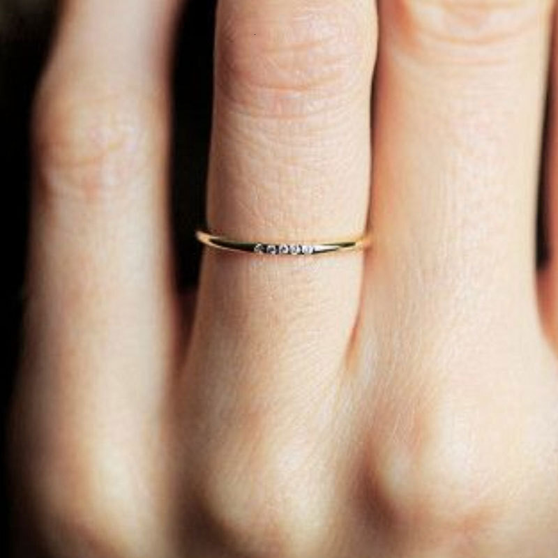 Ins Style mond-Studded Joint Personality Temperament Copper Index Finger Ultra-Thin Tail Ring