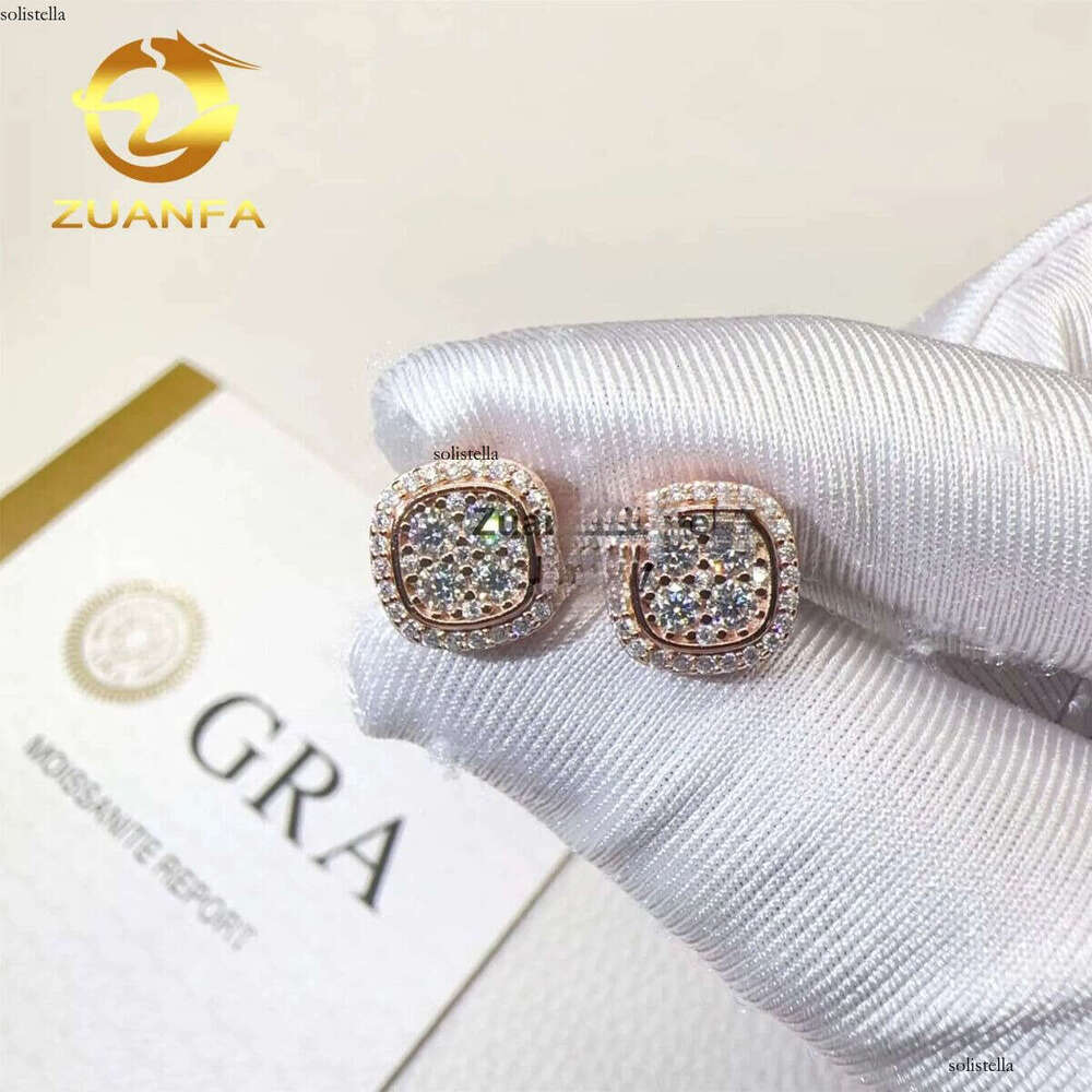 Wholesale Lowest Price GRA Certificates Iced Out Hip Hop Sier Flawless Moissanite Dia Stud Earrings Men
