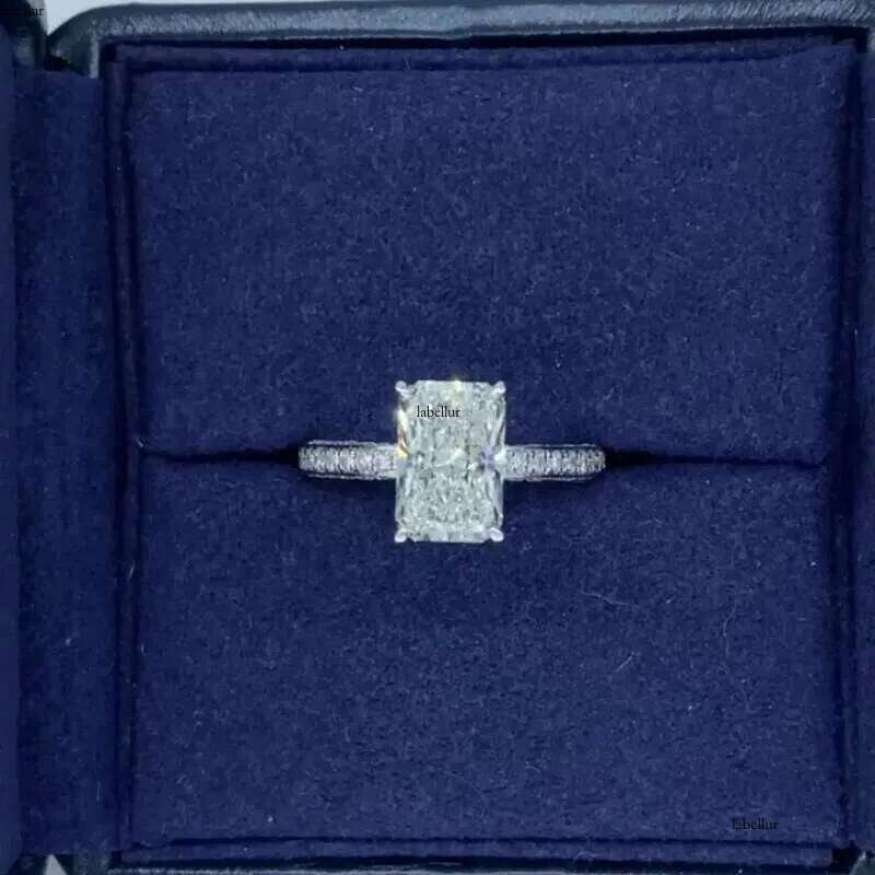 14K White Gold Radiant Cut Grown 2 Carat DEF VS CVD HPHT Lab Dia Engagement Ring Halo Rings IGI