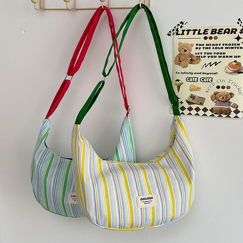 New Women's Canvas Trendy Designer Bag 2025 Fashion Popular Shoulder Bag Large Capacity Tutoring Commuting Crossbody Luxury Bag Dumpling Bag