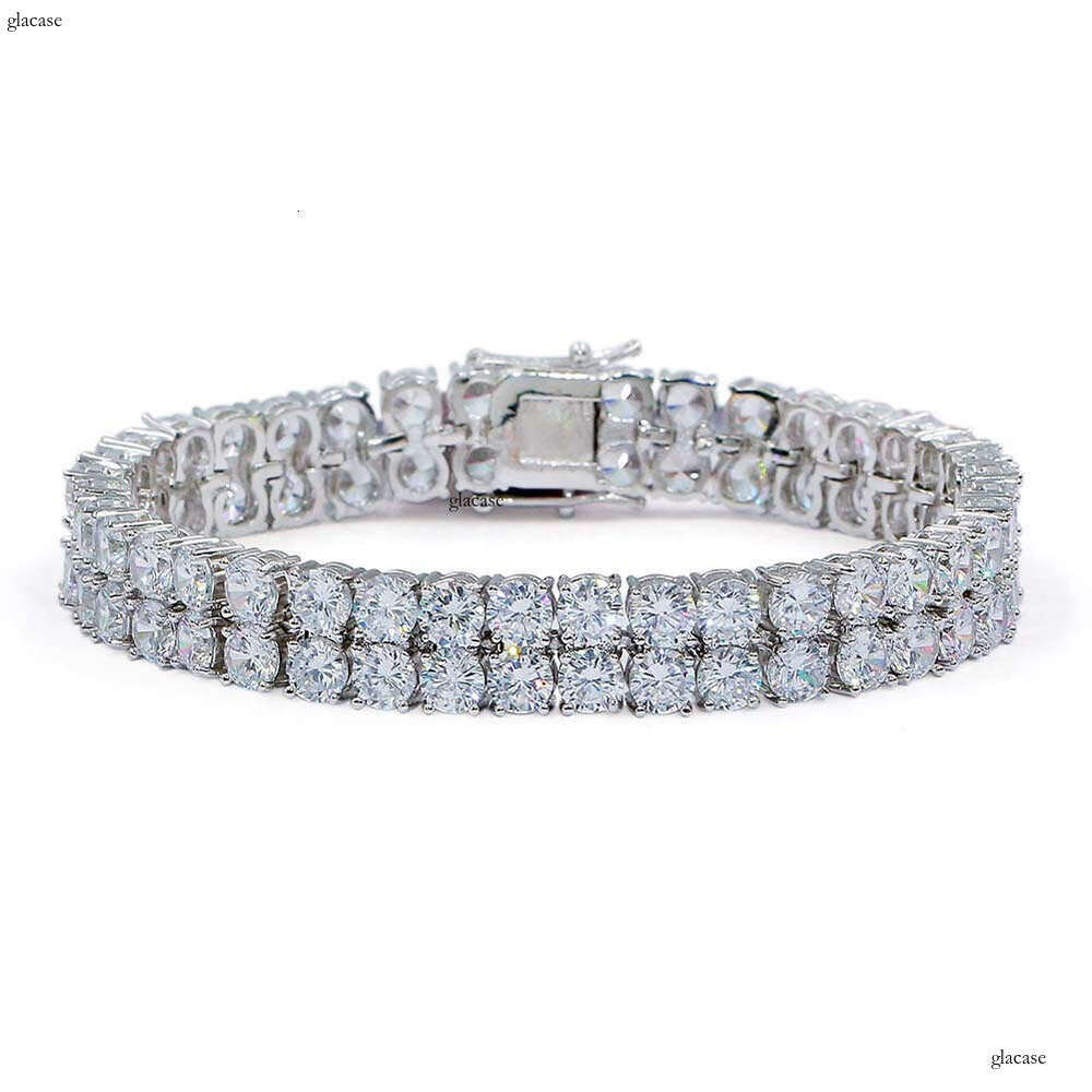 Jewelry Tennis Chain Double Row Zircon Sier Hip Hop Bracelet