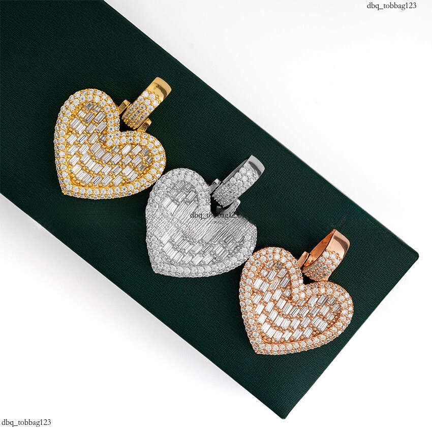 Hip-Hop Personality Heart Pendant Iced Out VVS Full Inlaid D Color Moissanite Necklace Direct