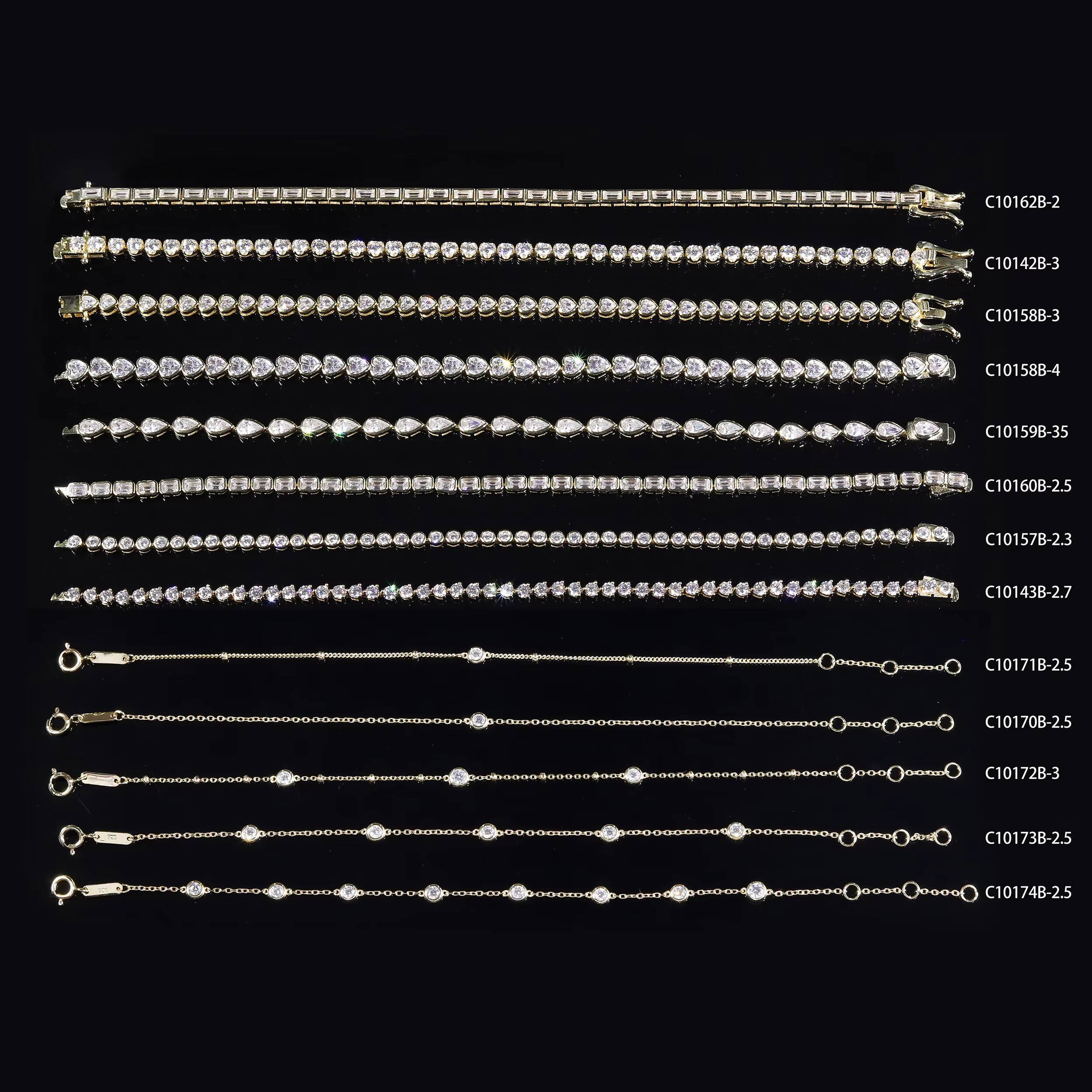 Abiding Real Gold Jewelry Custom Chain Different Cut Lab Grown Diamond PT950 9K 10K 14K 18K Solid Gold Diamond Tennis Bracelet
