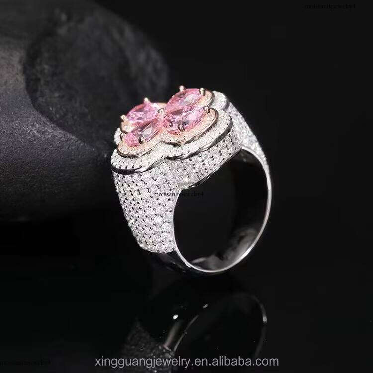 Fashion Four Leaf Clover Ring Sier pink Blue Green Moissanite Gold Plated Championship Jewelry Rings for Men Women