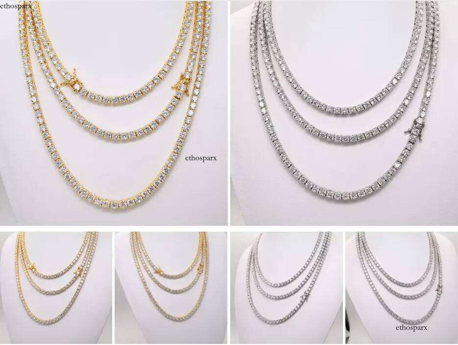 Hot Selling Sterling Sier Moissanite Tennis Chain Hip Hop Style Necklace