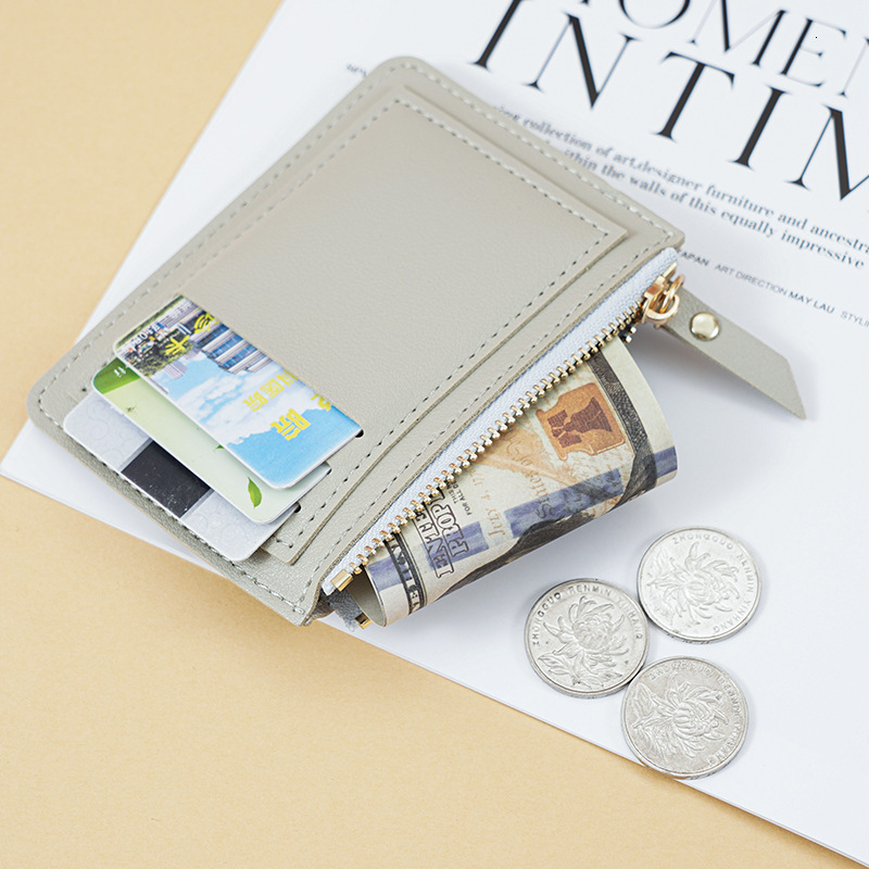 2 New Women's Multifunctional Card Holder Short Fashion Luxury Bag Simple Coin Purse Zipper Buckle Card Holder Coin Clip