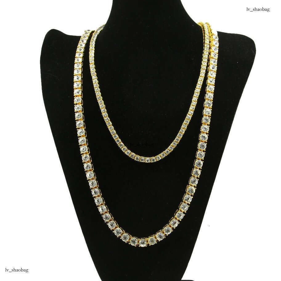 Simple Men's Alloy Necklace Hip-Hop Fashion Inlaid with Rhinestones Single Row Tennis Chain Set
