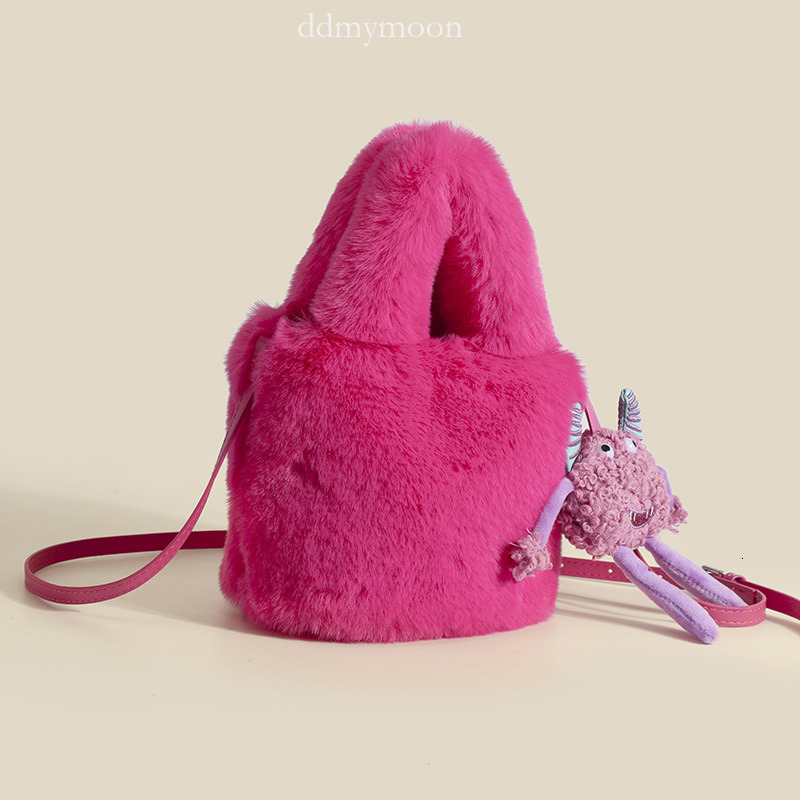 for Women Autumn Winter New Furry Plush Monster Bucket Crossbody Bag ddmymoon