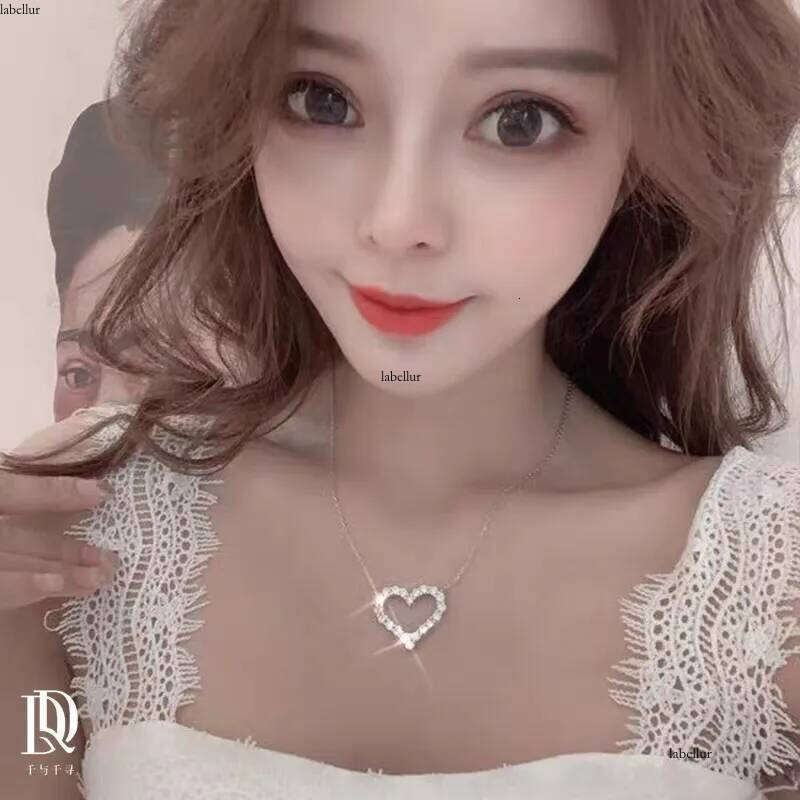 Vecalon Heart love pendant Sterling sier Pave 5A zircon Wedding Pendants with necklace for Women Bridal Party Dia Jewelry
