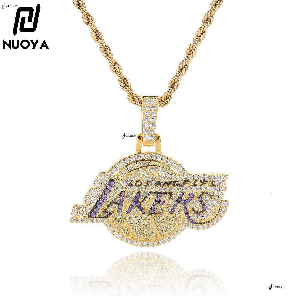 Jewelry Lakers Team Pendant Micro Paved Moissanite chain Personality Trendy Hip Hop Fan Men's Necklace