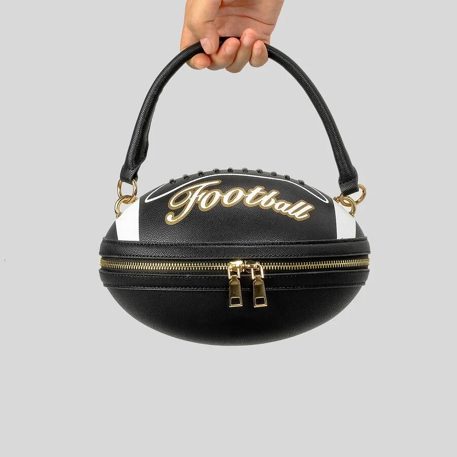 Creative Rugby Design Women Handbags Funny American Football Shoulder Crossbody Bags Pu Leather Cute Oval Small Tote Bag