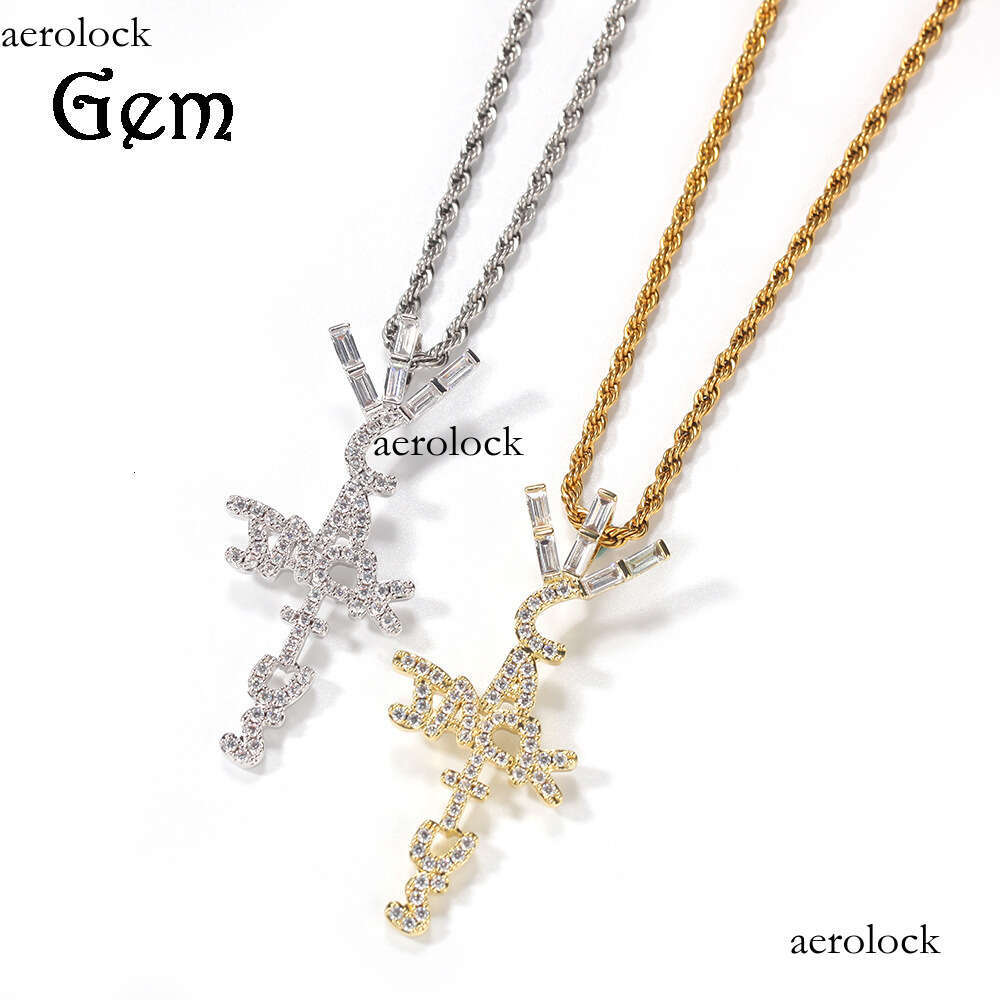 Hip-Hop Trendy Brand Inlaid Dia Cactus Jack Letter Pendant Necklace Accessory