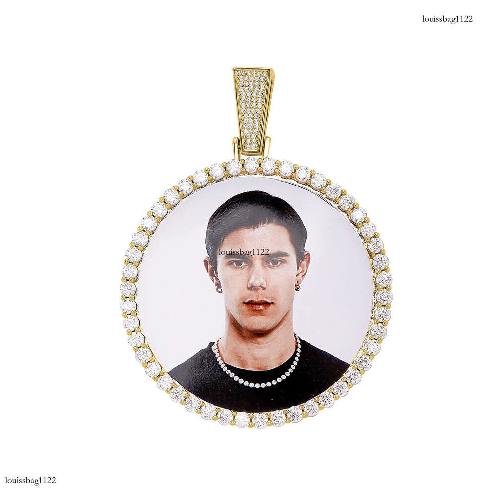 Jewelry Hip-Hop Large Pendant Sier Rose Gold Round DIY Photo Frame Necklace