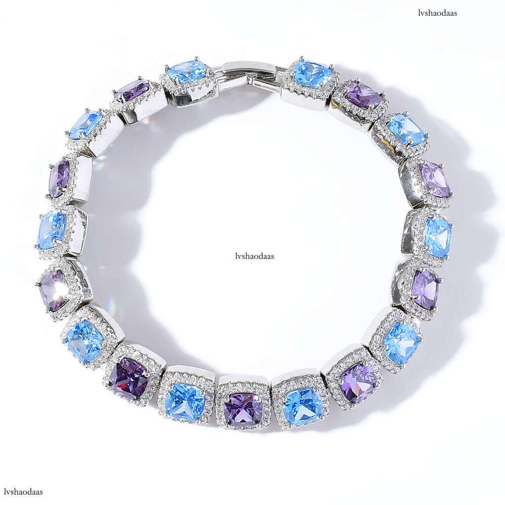 10mm Square Colorful Blue Purple Moissanite chain Hip Hop Necklace for Men BlingChain