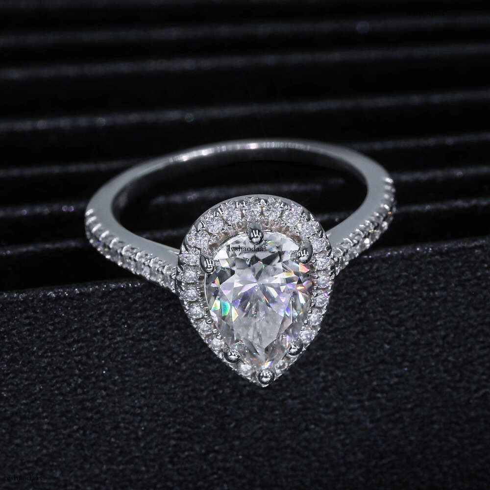 Proposal Confession Romantic Gift Silver Water Drop 2 ct Moissanite Fashion High-end Women's Ring Direct