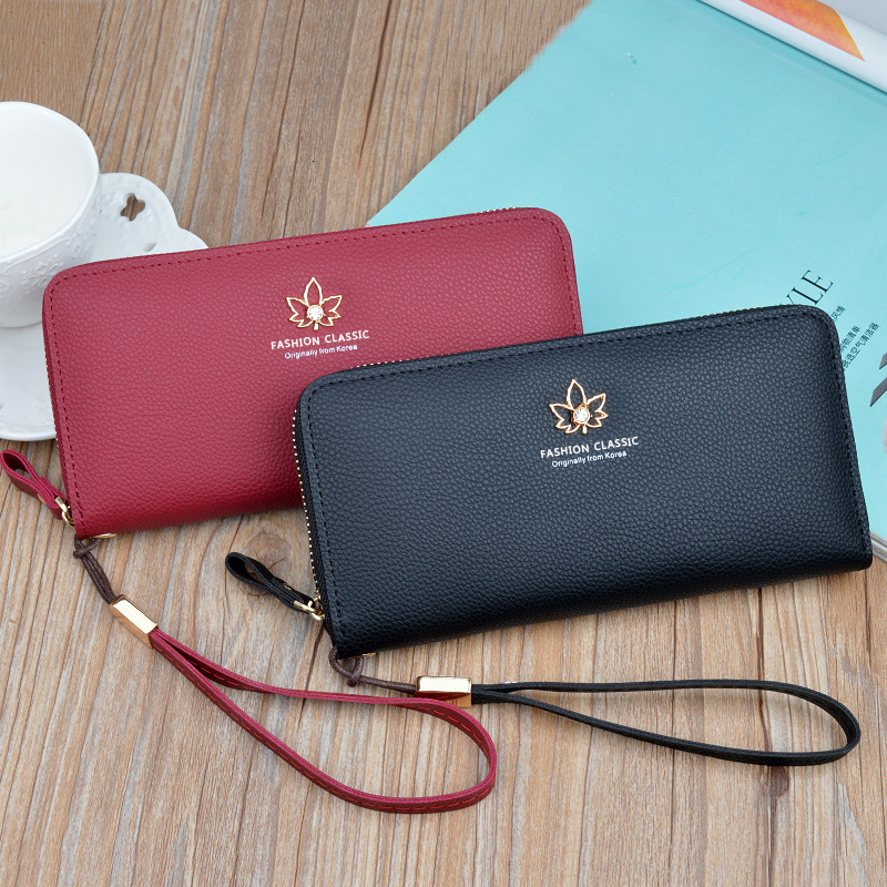 New Women's Wallet Long Zipper Clutch Fashion Simple Designer Bag Luxury Bag Large Capacity Lychee Texture Wallet Phone Bag