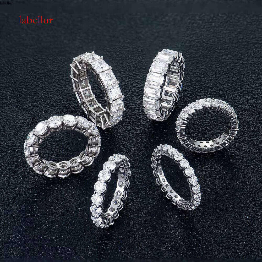 3mm 4mm 5mm 6mm Women Men's Iced Out Full Sterling Silver Eternity Engagement Hip Hop Tennis Vvs Diamond Moissanite Ring