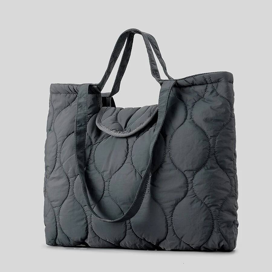 Casual Large Capacity Quilted Tote Bag Padded Women Handbags Nylon Down Cotton Shoulder Bags Big Winter Shopper Purses