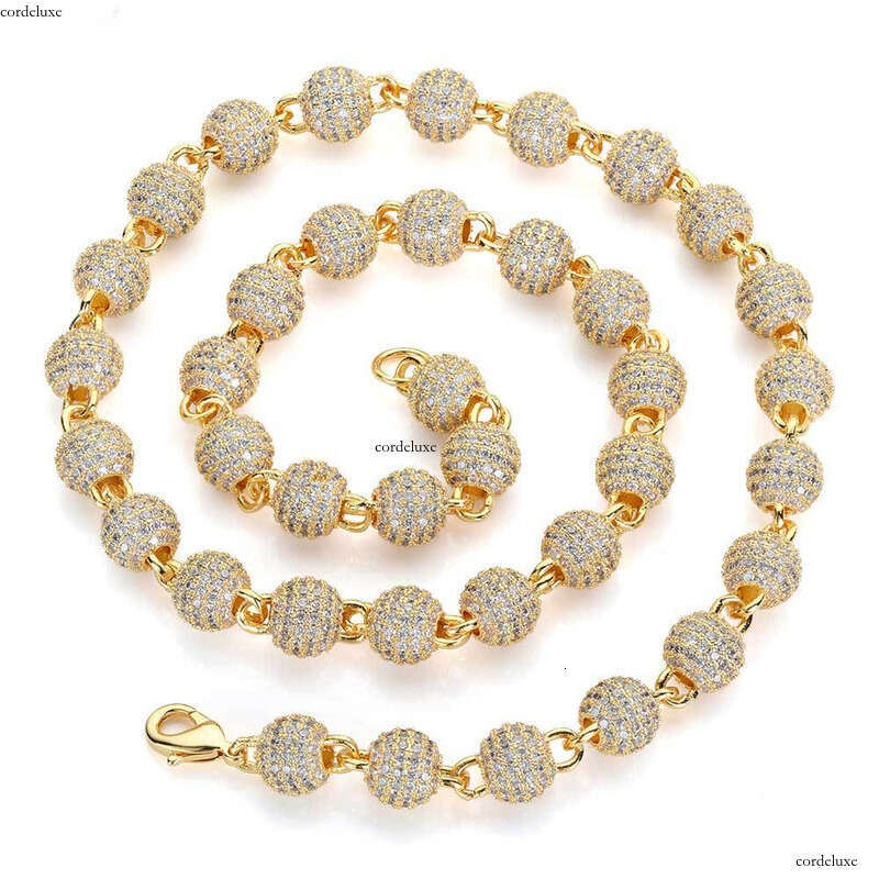 8mm Round Bead Choker Collarbone Chain Micro Pave Moissanite chain Trendy Necklace Hip Hop Jewelry