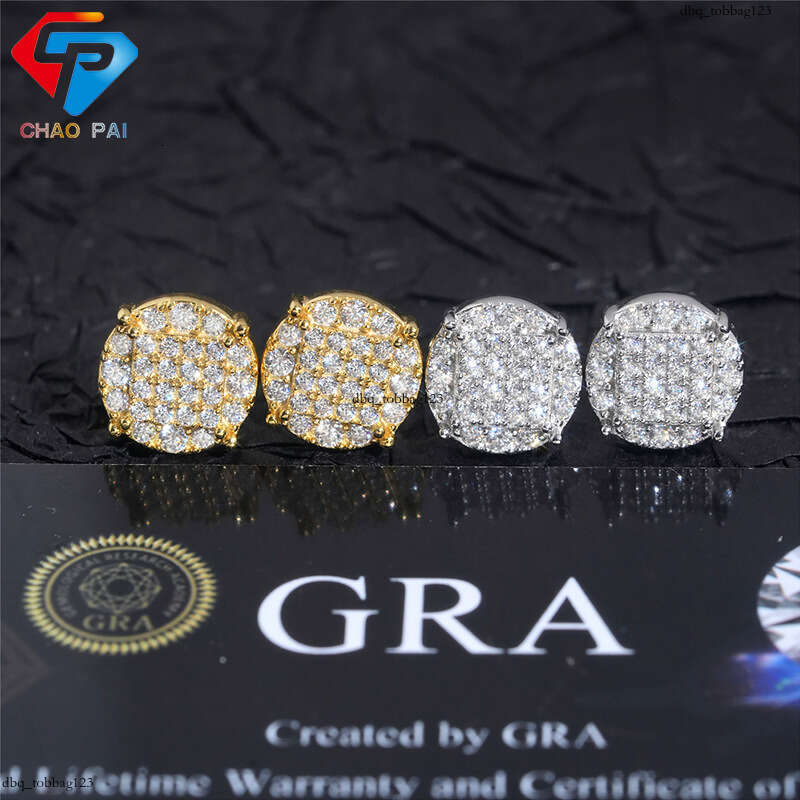 ICED OUT Moissanite for Men and Women Classic Round Sier Real Gold Plated Earrings