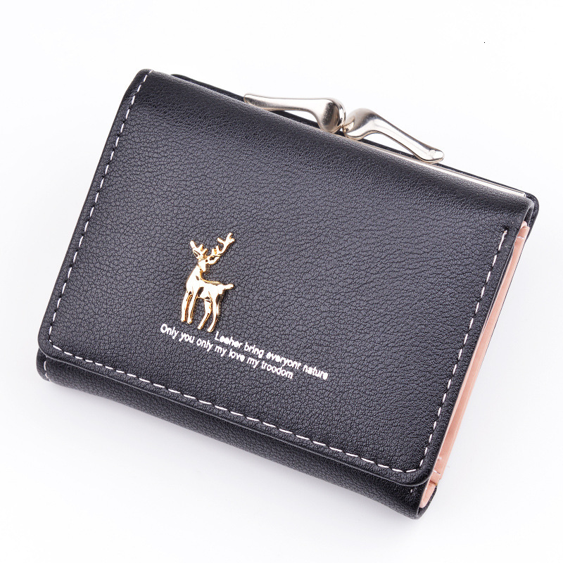 New Women's Wallet Short Style For Ladies Student Korean Fashion Foldable Large Capacity Soft Leather Wallet Compact Luxury Designer Bag Bag Coin