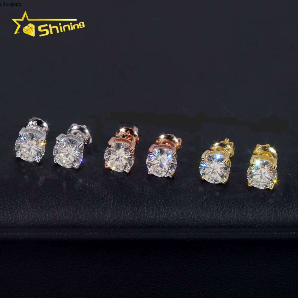 Cheapest Classical 4prongs Moissnaite Sier Gold Plated Screw Back Stud Earring Trendy Find Jewelry