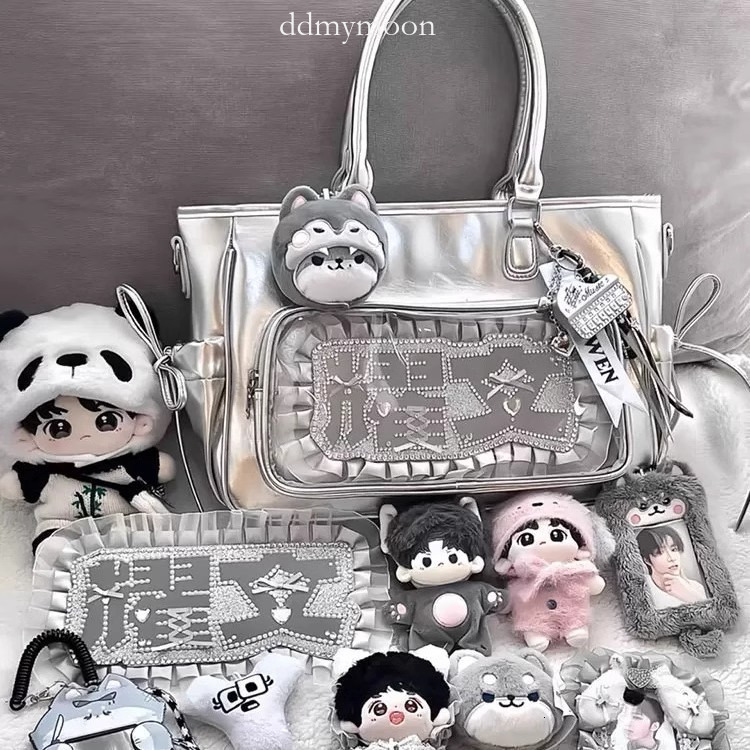 Fashion New Silver Pain Tote Bag Large Capacity Transparent DIY ddmymoon