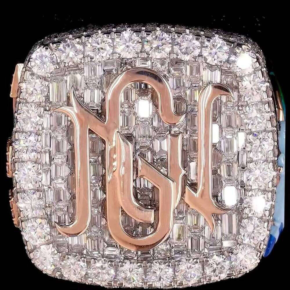 Made Rose Gold Two Moissanite Dia Championship Ring With Custom