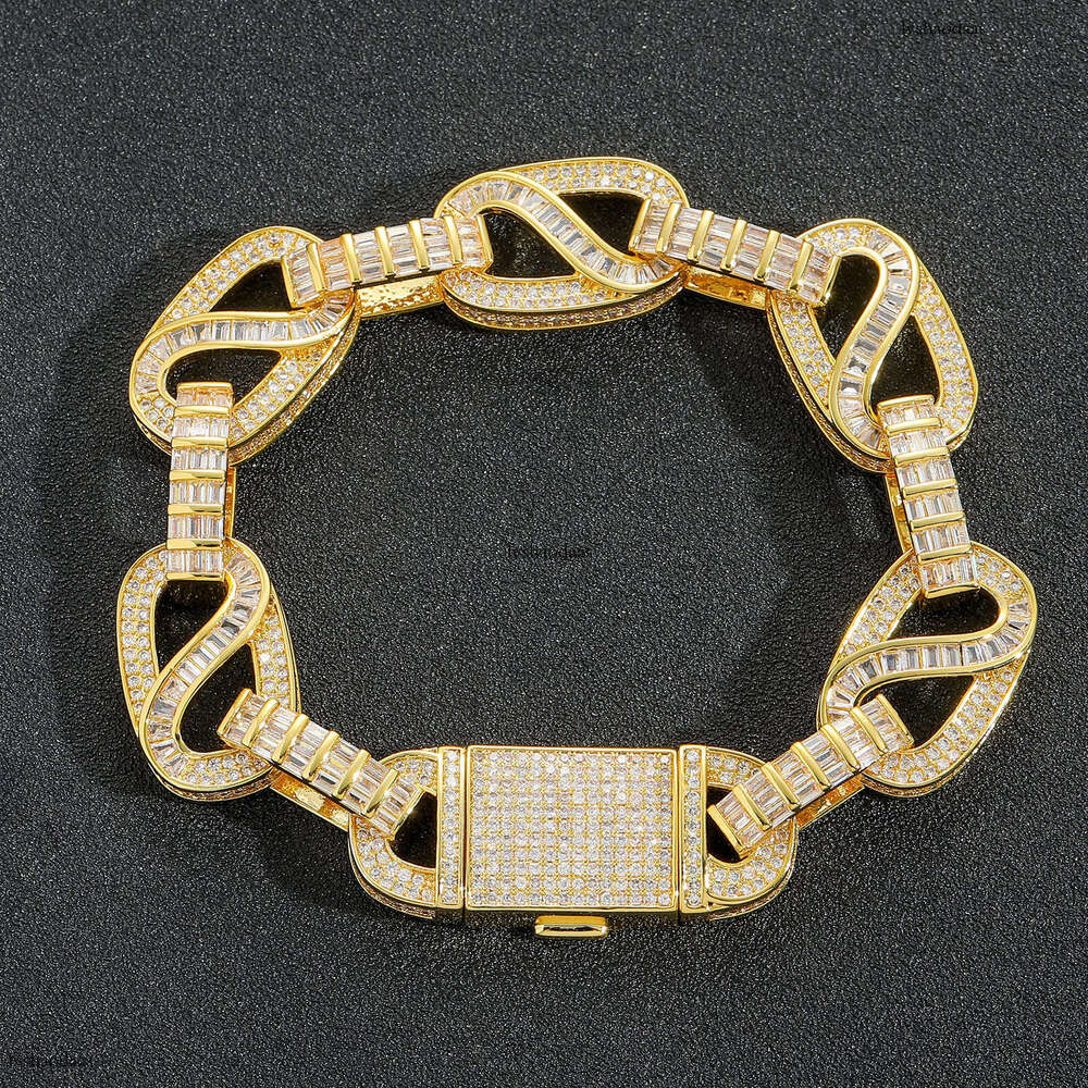 New Hip-Hop 15MMT Square Mixed Zirconia Circular Trendy Brand Personality Full Dia Men's Bracelet Jewelry