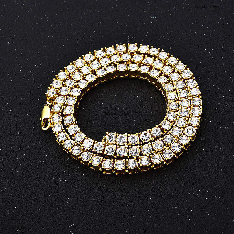 Trendy Hip-Hop Chain Full Rhinestone Single Row Necklace HipHop