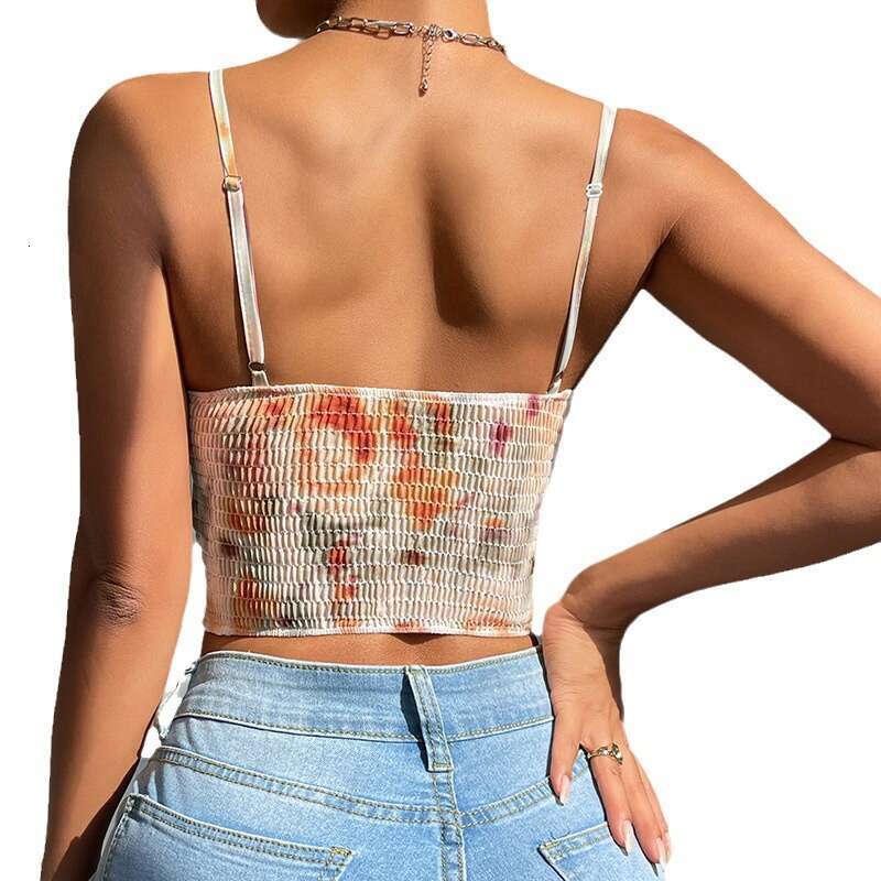 Sexy Fishbone Bra French Style Vest Fashion Printed Camisole Hot Girl Top New Arrival
