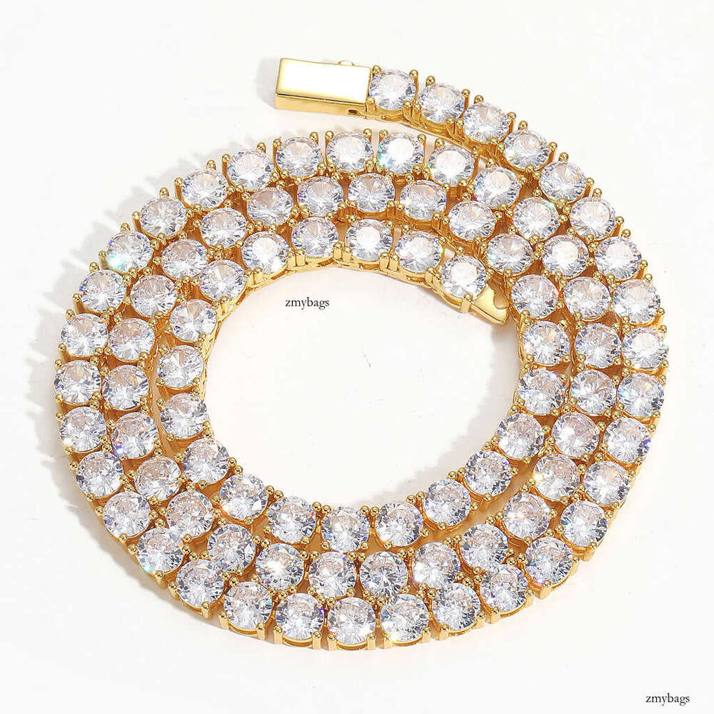 3mm 4mm 5mm Wide Spring Clasp Tennis Chain Micro Pave Single Row Moissanite chain Hip Hop Necklace