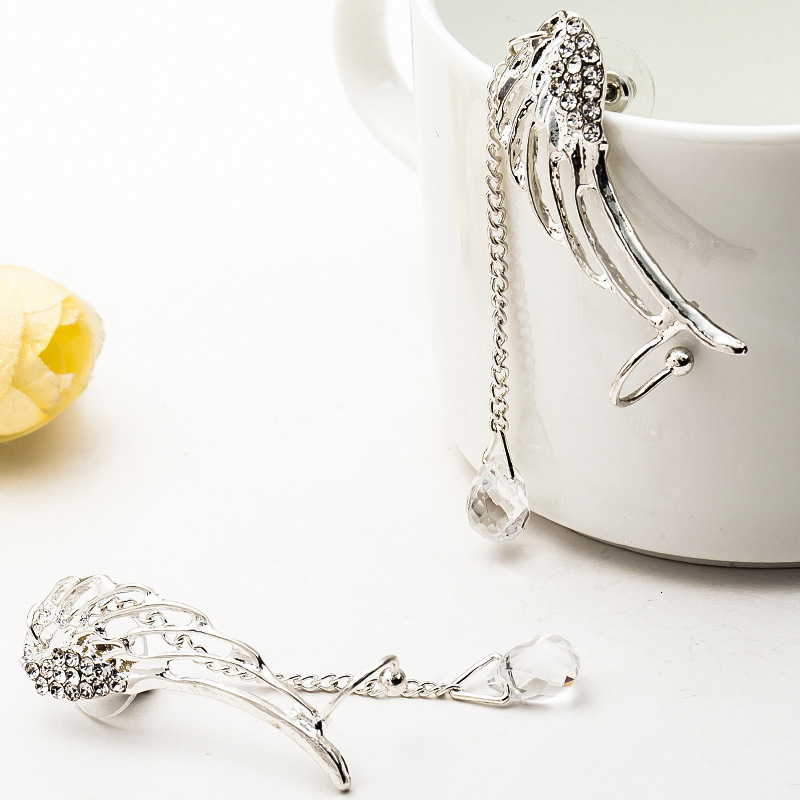 Ins Style Angel Wings No Piercing Personality Temperament Long Water Drop Bone Clip Ear Jewelry