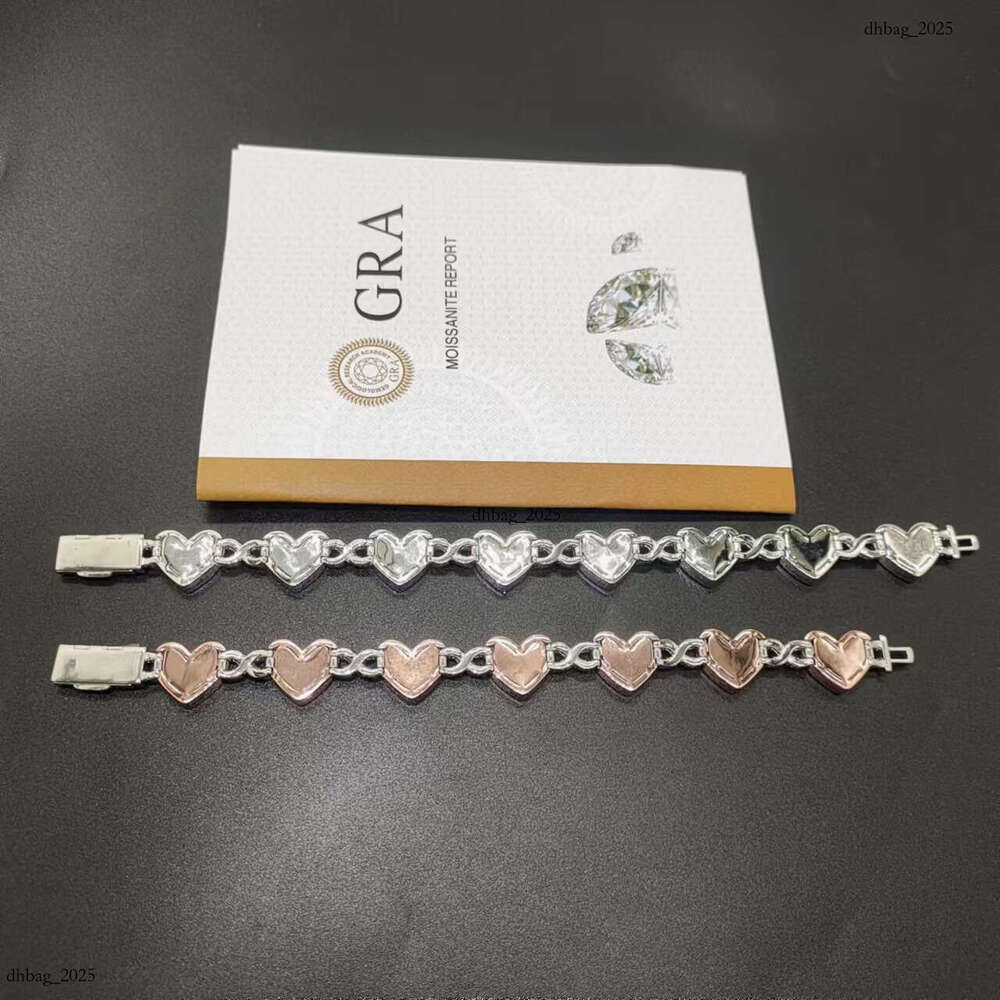 S Full Inlaid Moissanite 14MM Heart Tennis Bracelet Necklace High-end Versatile Jewelry