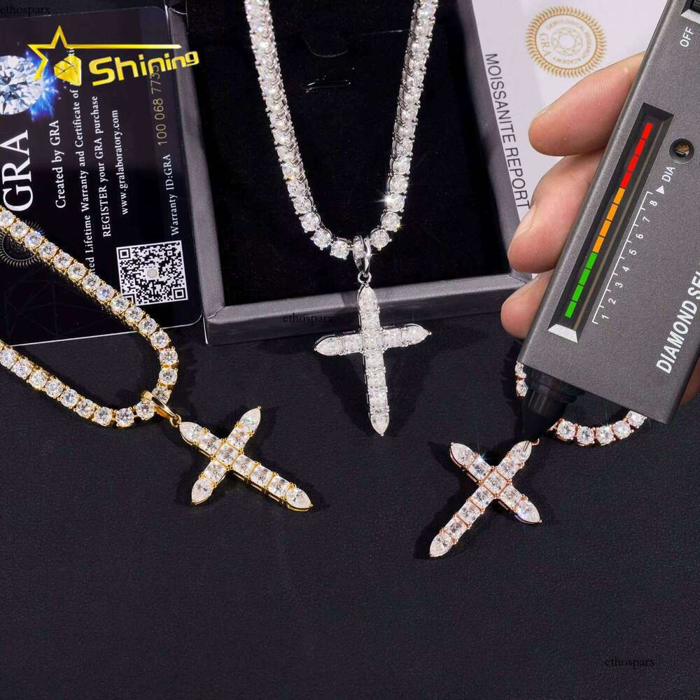 VVS Dia Iced Out Sier Hip HopJewelry Moissanite Custom Cross Pendant