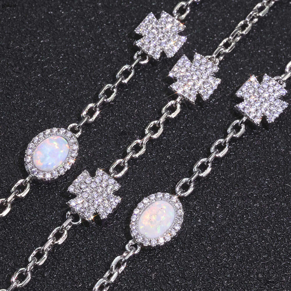Opal Cross Trendy Jewelry Hip-Hop Accessories Versatile High-End Moissanite chain Necklace