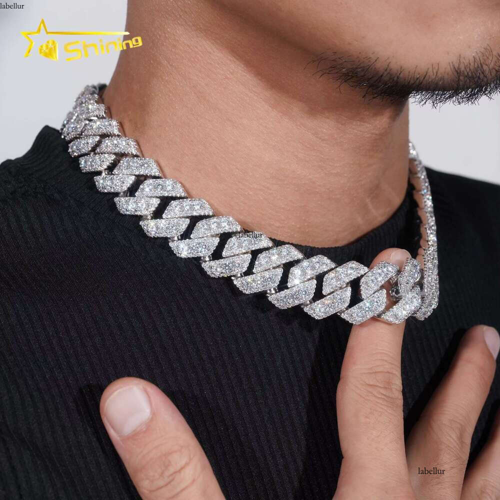 22Mm In Size, Extending 3 Rows Of Hip-Hop Sier Silica Cuban Chains For Men