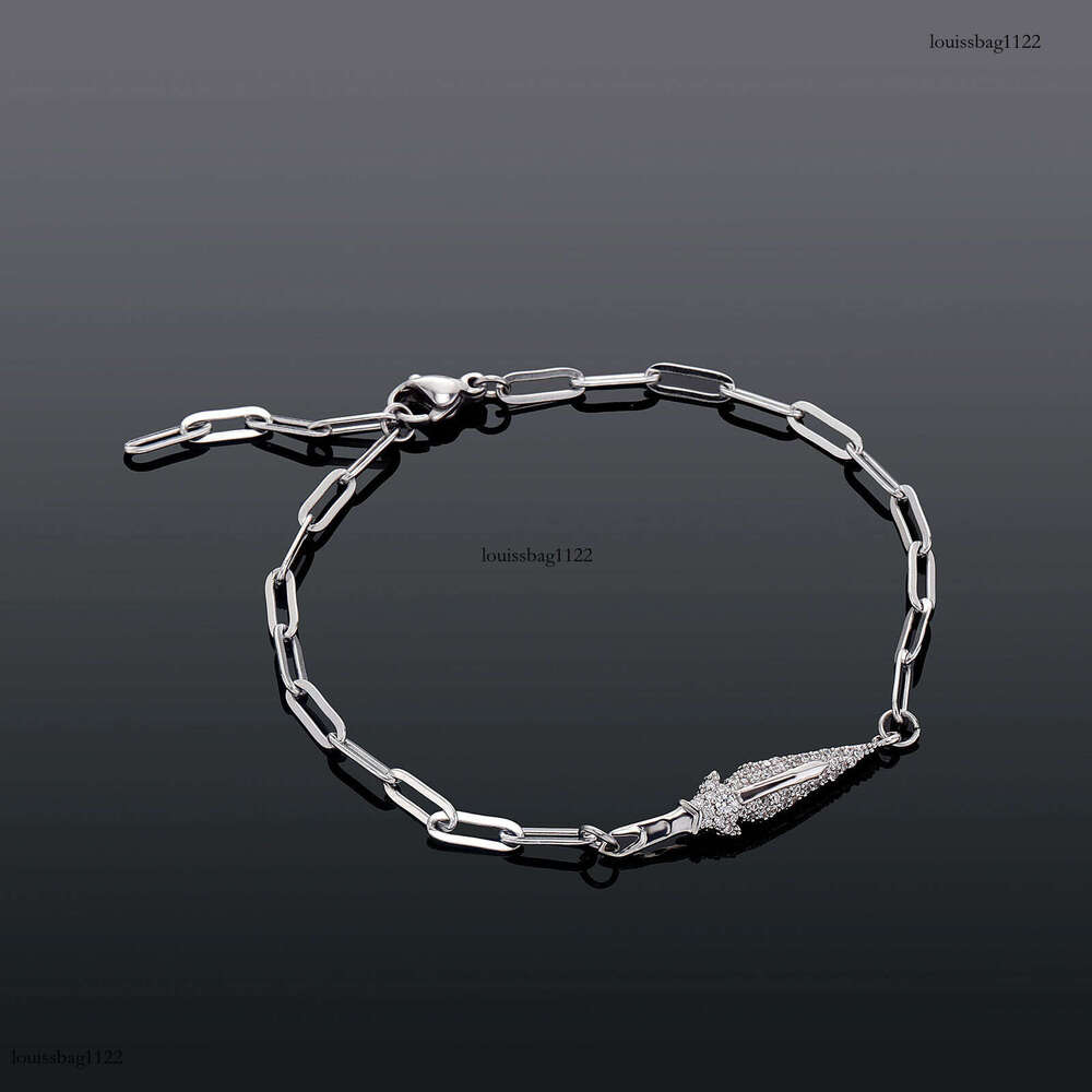 Trendy Niche Design Sterling Silver Bracelet Full Dia Dagger Style Unisex Hip-Hop Jewelry