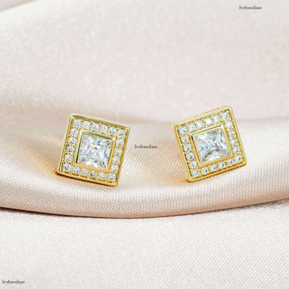 Princess Fashion New Release Sier Moissanite Hip Hop Trendy Earrings for Men and Women