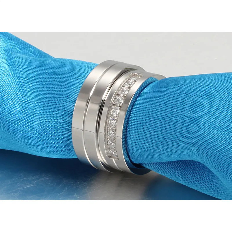 Bling Cubic Zirconia Wedding Band Rings Free Engraving Record Name Date Love Info Never Fade Stainless Steel Love Alliance Gift 250805