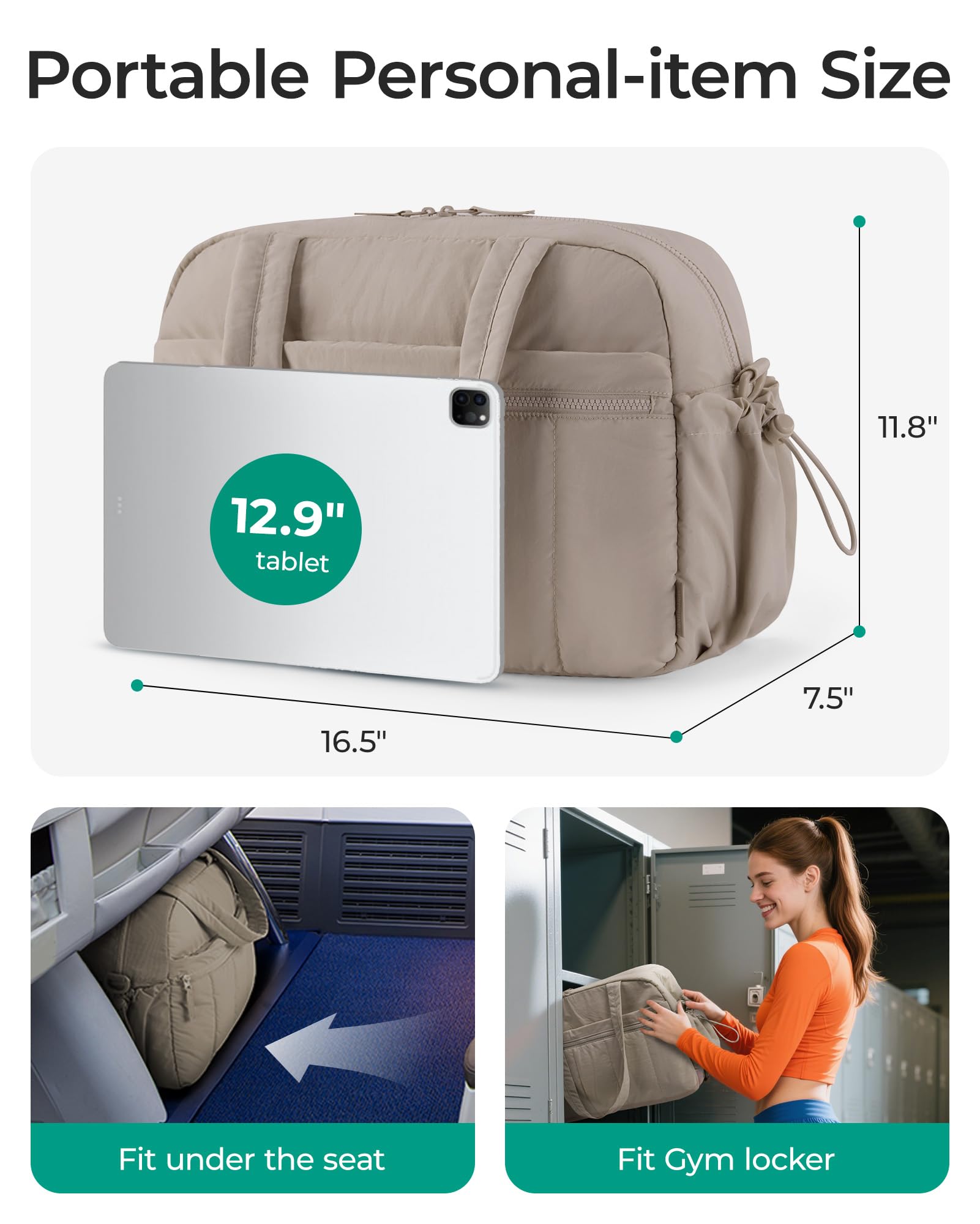 Gym Bag for Women, Duffle Bag for Travel with Wet Pocket, Lightweight Carry on Weekender Duffel, Water Resistant