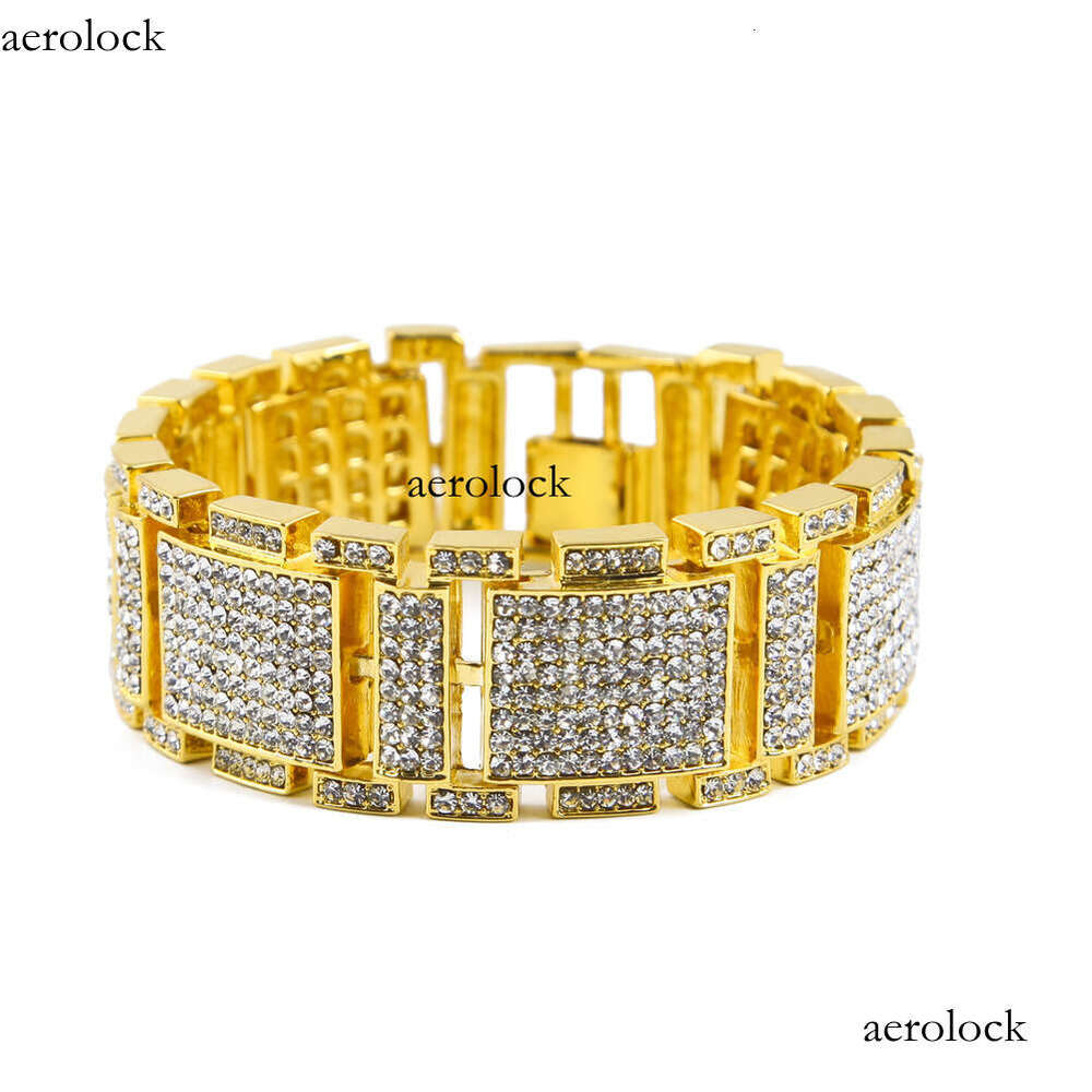 Hip-Hop Cool Dia-Studded Bracelet Personality Trendy Men's Exaggerated Dominant Alloy Full Dia Hand Jewelry