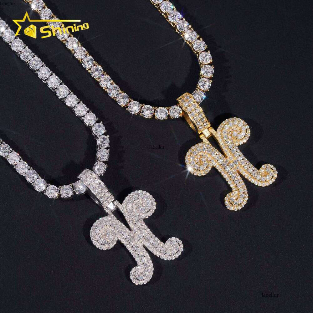 New Design Iced Out Dia Letter H Custom Hip Hop Sier Gold Plated VVS Moissanite Pendant Men Women Fine Jewelry