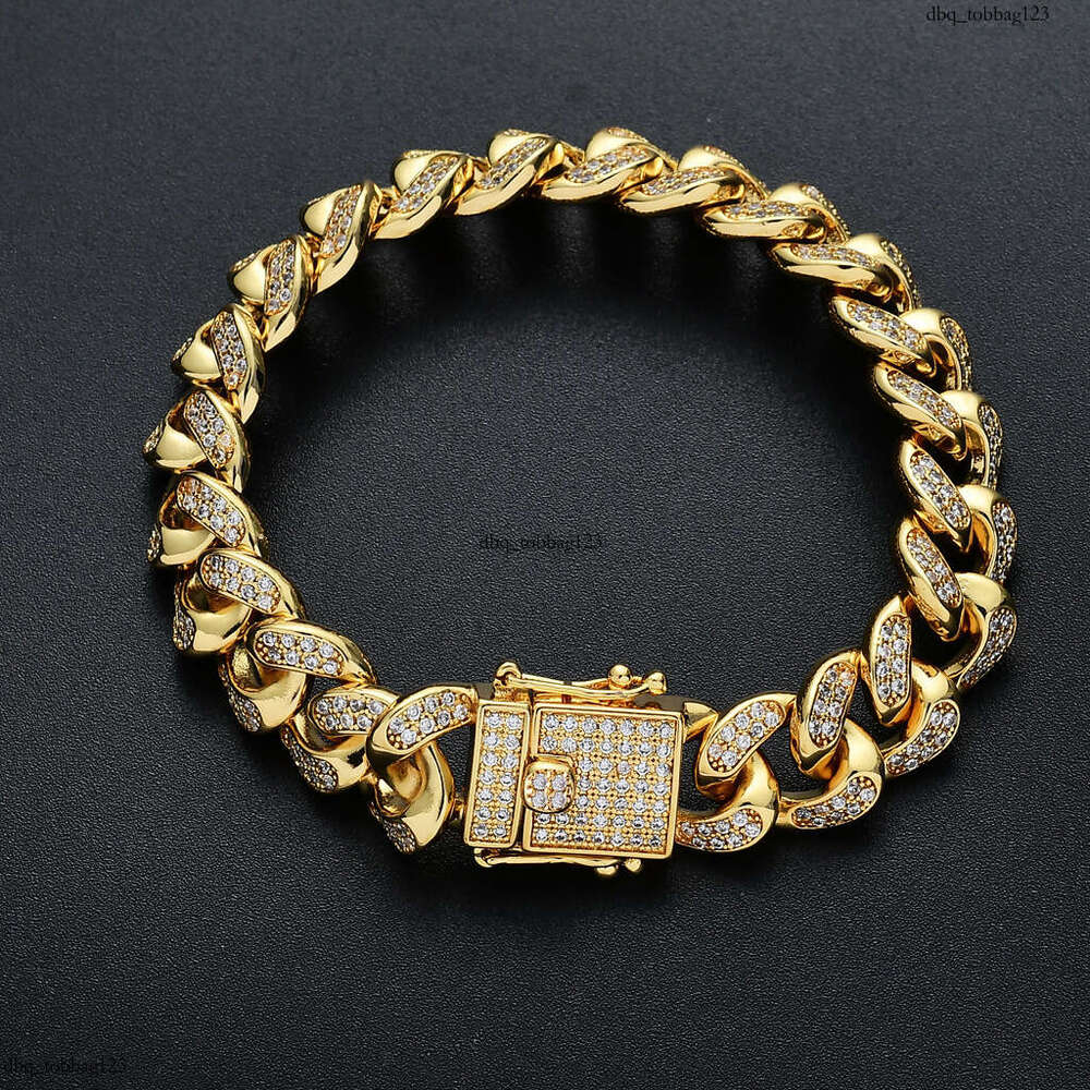High-Quality HipHop Jewelry Pave Zircon 12mm Cuban Vacuum Plating Bracelet