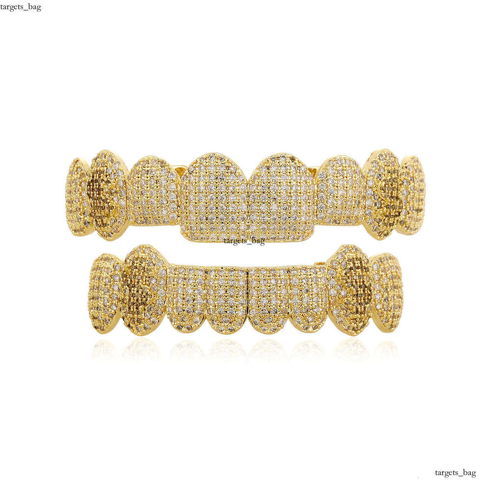 Hot Selling 8 Micro Paved Gold Teeth Full Zircon Cool Braces Rap Accessories Hip Hop Men Personality