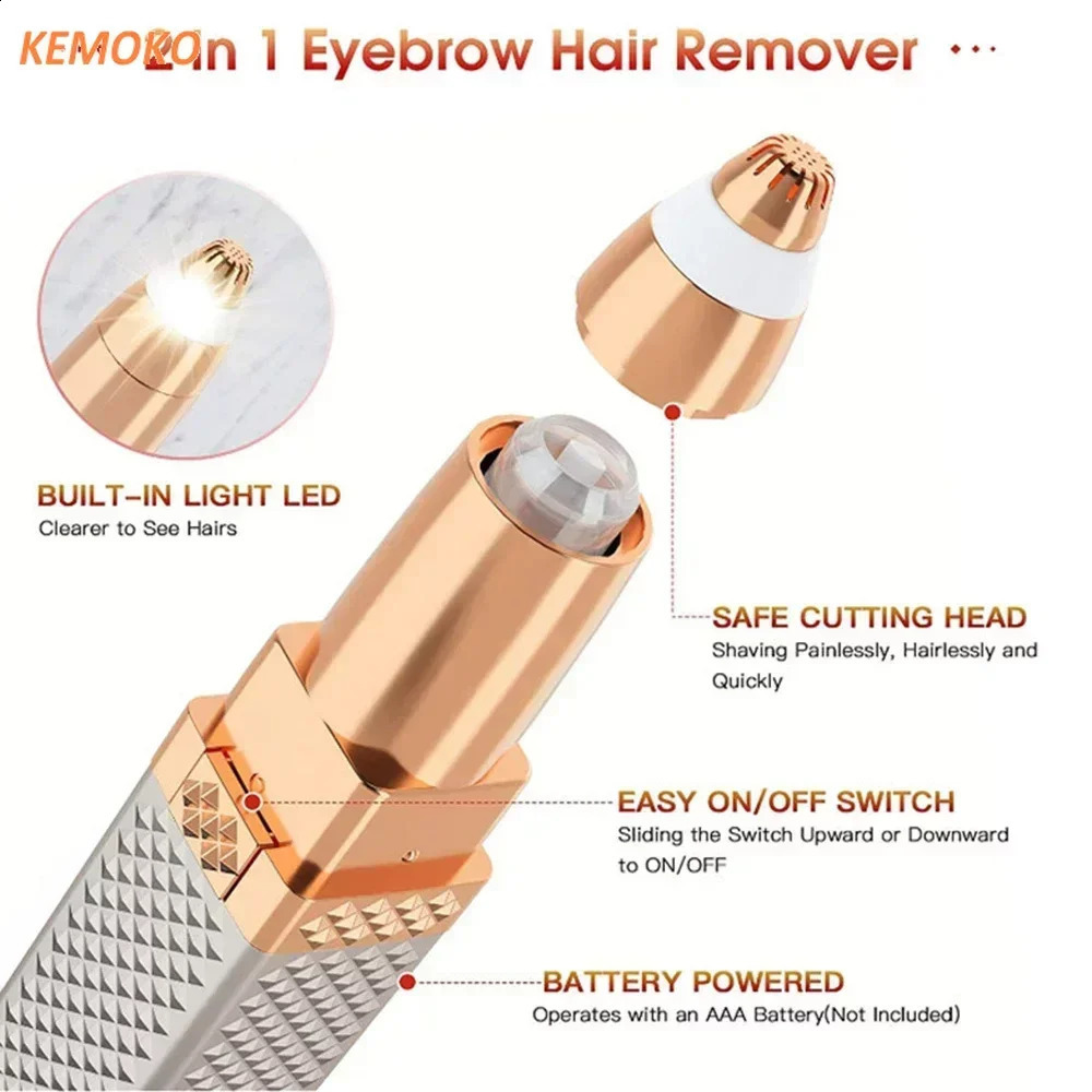 4 In 1 Lipstick Shaver Painless Mini Hair Removal Shaver Electric Nose Hair Epilator Face Armpit Hair Remover Eyebrow Trimmer 250805